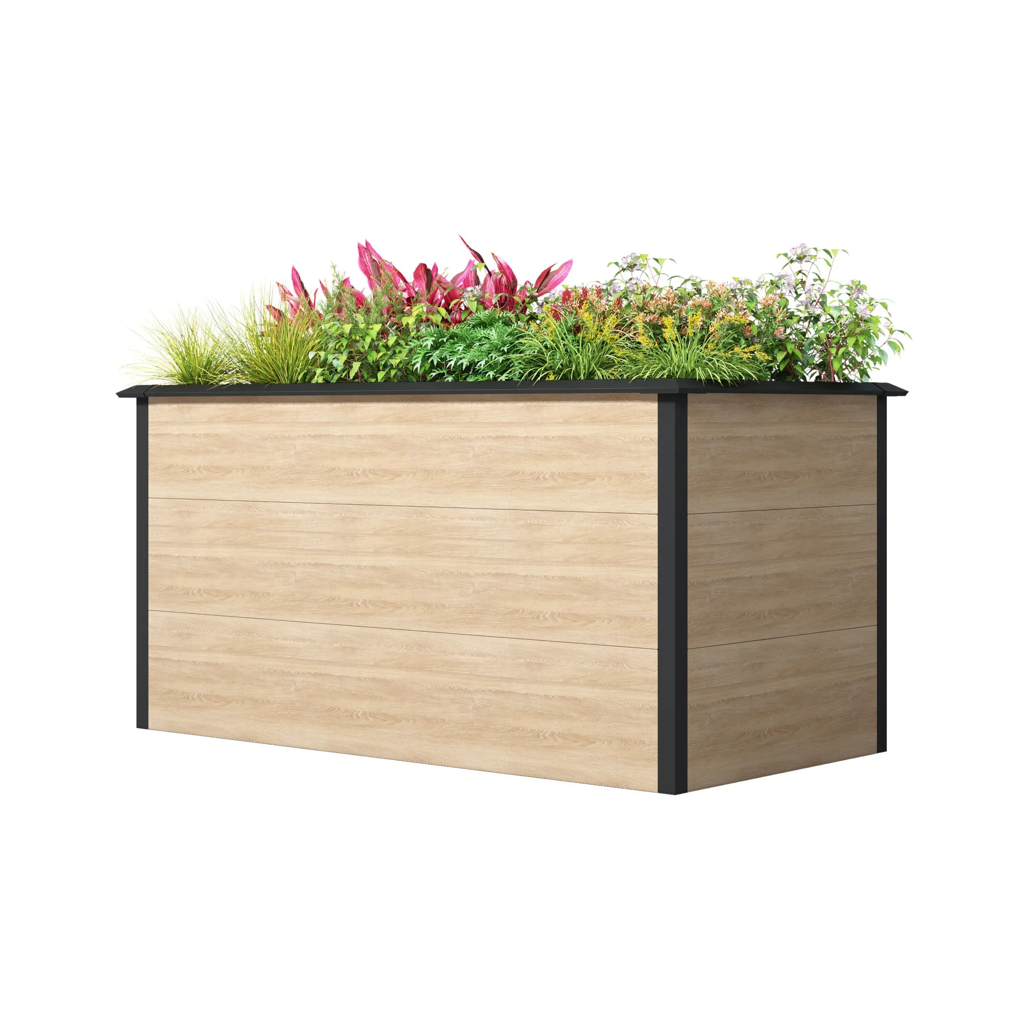 EMMI Metall-Hochbeet Holzdekor